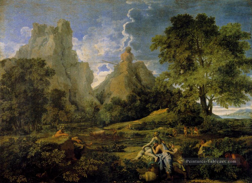 Nicolas Paysage avec Polyphemus classique Nicolas Poussin Montagne Peintures à l'huile